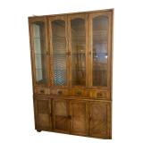 Large Wood Display Cabinet with Glass Doors and Storage Cabinets