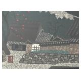 "Temple and Persimmon Tree" Woodblock Print by Kiyoshi Saito