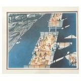 "Fishing" Woodblock Print by Inagaki Toshijiro