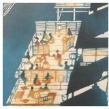 "Fishing" Woodblock Print by Inagaki Toshijiro