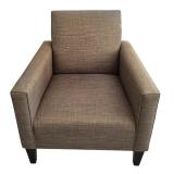 Gray Tone Upholstered Chair with Ottoman