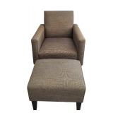 Gray Tone Upholstered Chair with Ottoman