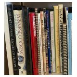Collection of Cookbooks and White Shelf