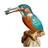 Beautiful Bone China Spode Bird on a Rock Catching Fish