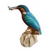 Beautiful Bone China Spode Bird on a Rock Catching Fish