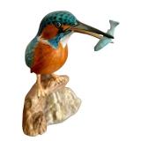 Beautiful Bone China Spode Bird on a Rock Catching Fish