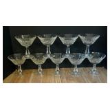 Nine Waterford Kylemore Claret Crystal Champagne / Sherbet Glasses