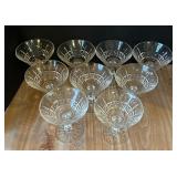 Nine Waterford Kylemore Claret Crystal Champagne / Sherbet Glasses
