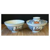 Two Asian Style Rice Bowls with One Lid
