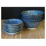 Asian Blue and White Rice Bowls and Plates