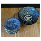 Asian Blue and White Rice Bowls and Plates