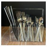 Hampton Silversmiths Flatware with Lucite Holder