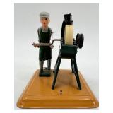Collection of Vintage Tin Toys: Fleischmann Grinding Stones and Tom and Dick Railroad Handcar