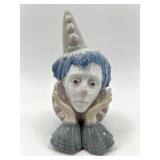 Lladro Porcelain Clown Figurine with Blue Hair and Pointed Hat