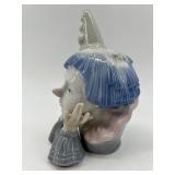 Lladro Porcelain Clown Figurine with Blue Hair and Pointed Hat