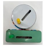 Vintage Tin Clown and Polka Dot Noise Makers Set