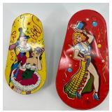 Collection of 6 Vintage Tin Noise Makers with Circus Theme