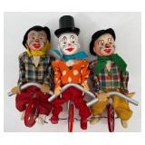 Set of 3 Vintage Clown Tightrope Balancing Figures