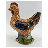 Vintage Tin Toy Set: Cackling Hen of Paradise and Chick
