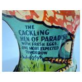Vintage Tin Toy Set: Cackling Hen of Paradise and Chick