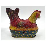 Pair of Vintage Baldwin Mfg Co Inc Tin Toy Chickens