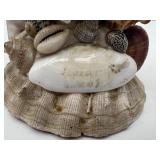 Victorian Shell Pincushion and Framed Antique Postcard