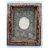 Antique Reliquary with Wax Medallion and Ornate Frame