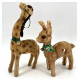 Max Carl Original Wind-Up Plush Giraffe and Deer Figurines