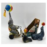 Collection of Vintage Circus Tin Toys: Elephant and Performing Seals