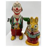 Mikuni Clown and Rabbit Vintage Wind-Up Toys