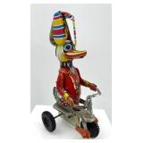 Vintage Blic Tin Toy Duck on Tricycle, Made in China