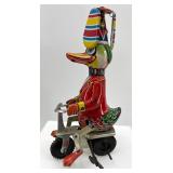 Vintage Blic Tin Toy Duck on Tricycle, Made in China