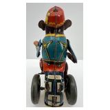 Vintage Tin Wind-Up Toy Monkey Set with Tricycle and Drummer including Kohler