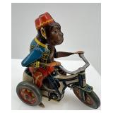 Vintage Tin Wind-Up Toy Monkey Set with Tricycle and Drummer including Kohler