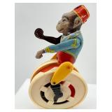 Vintage Tin Wind-Up Toy Monkey Set with Tricycle and Drummer including Kohler