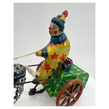 Vintage USSR Tin Wind-Up Toy with Clown and Horse