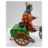 Vintage USSR Tin Wind-Up Toy with Clown and Horse