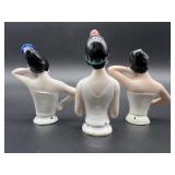 Set of 3 Antique German Half Dolls with Decorative Headwear