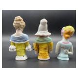 Lot of 3 Vintage Porcelain Half Dolls with Hand-Painted Details