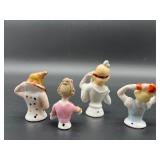 Set of 4 Vintage Porcelain Half Doll Figurines with Dancing Attire