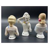 Set of 3 Vintage German Porcelain Half Dolls
