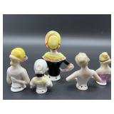 Set of 5 German Porcelain Half Dolls