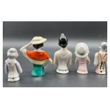 Set of 5 Vintage German Half Dolls Figurines - Made in Japan