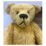 Vintage Jointed Teddy Bear with Wicker Suitcase by Jenny