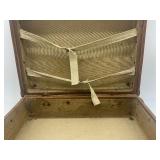 Vintage Jointed Teddy Bear with Wicker Suitcase by Jenny