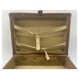 Vintage Jointed Teddy Bear with Wicker Suitcase by Jenny