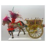 Set of 2 Decorated Sicilian Carretto Horse Cart Figurines