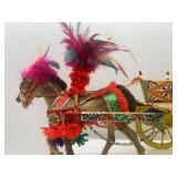 Set of 2 Decorated Sicilian Carretto Horse Cart Figurines