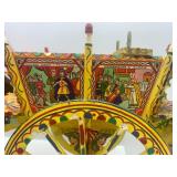 Set of 2 Decorated Sicilian Carretto Horse Cart Figurines