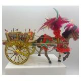 Set of 2 Decorated Sicilian Carretto Horse Cart Figurines